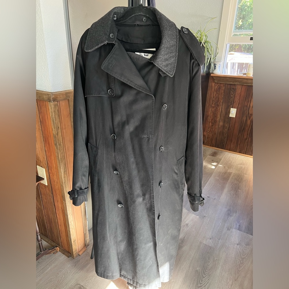 Black London fog trench coat